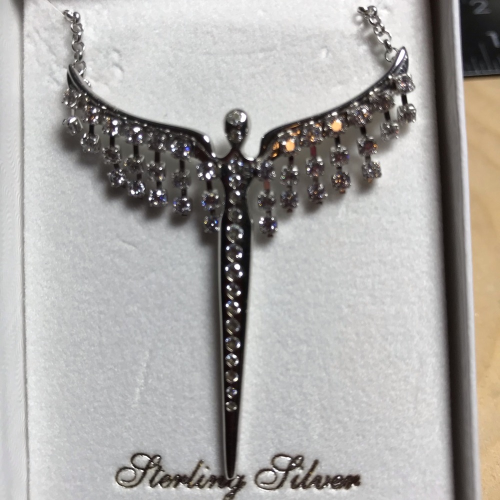 Beautiful angel necklace! Sterling and crystal